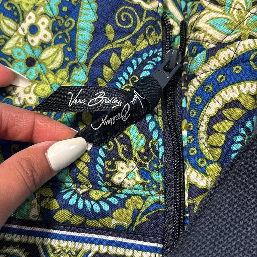 Green and Blue Quilted Laptop Bag with Paisley Print Vera Bradley